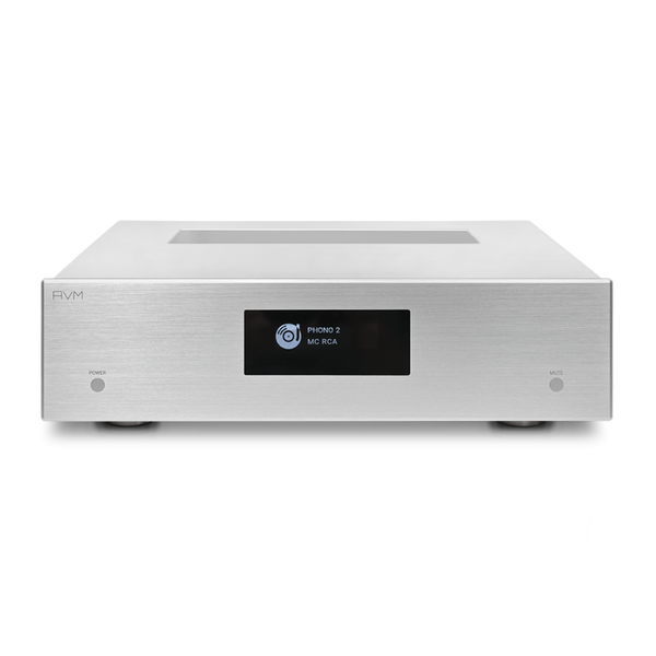 AVM Evolution PH 5.3 Röhren-Phonostufe Silber Frontansicht mit Display