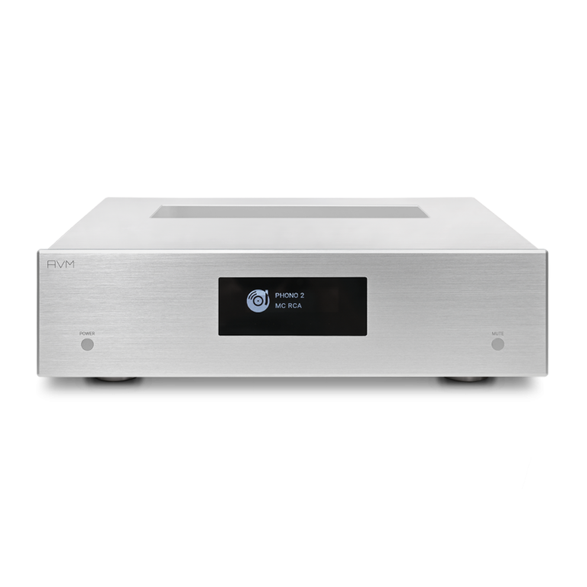 AVM Evolution PH 5.3 Röhren-Phonostufe Silber Frontansicht mit Display