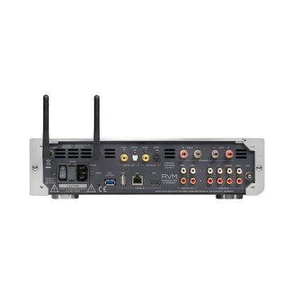 AVM Inspiration AS 2.3 Streaming-Vollverstärker Anschlussfeld mit Netzschalter, Kaltgerätebuchse und Antennen
