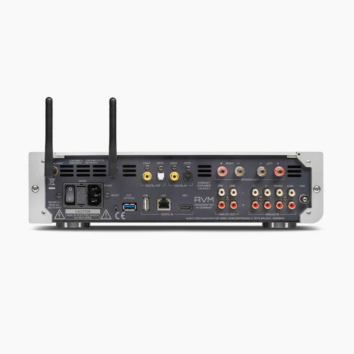AVM Inspiration AS 2.3 Streaming-Vollverstärker Anschlussfeld mit HDMI ARC, LAN, USB und Digitaleingängen