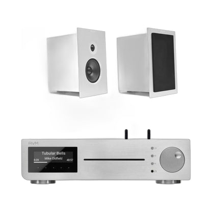 AVM Inspiration CS 2.3 Streaming-Vollverstärker mit CD und Audition CB 2.3 Regallautsprechern Silber Setansicht