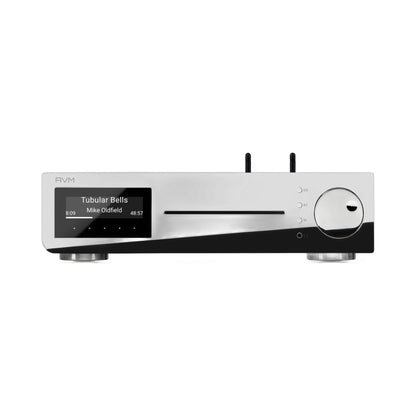 AVM Inspiration CS 2.3 Streaming-Vollverstärker mit CD Cellini Chrom Frontansicht mit CD-Schacht