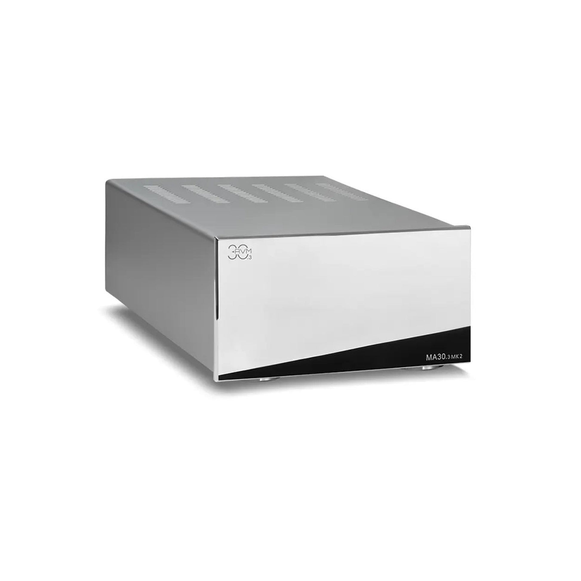 AVM MA 30.3 MK2 Mono-Endstufe Cellini Chrom Schrägansicht mit verchromter Aluminiumfront