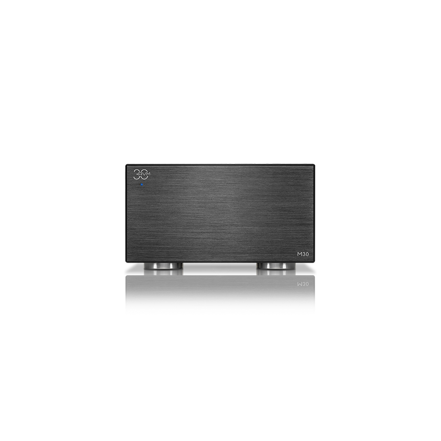 AVM MA 30.3 MK2 Mono-Endstufe Schwarz Frontansicht mit gebürsteter Aluminiumfront