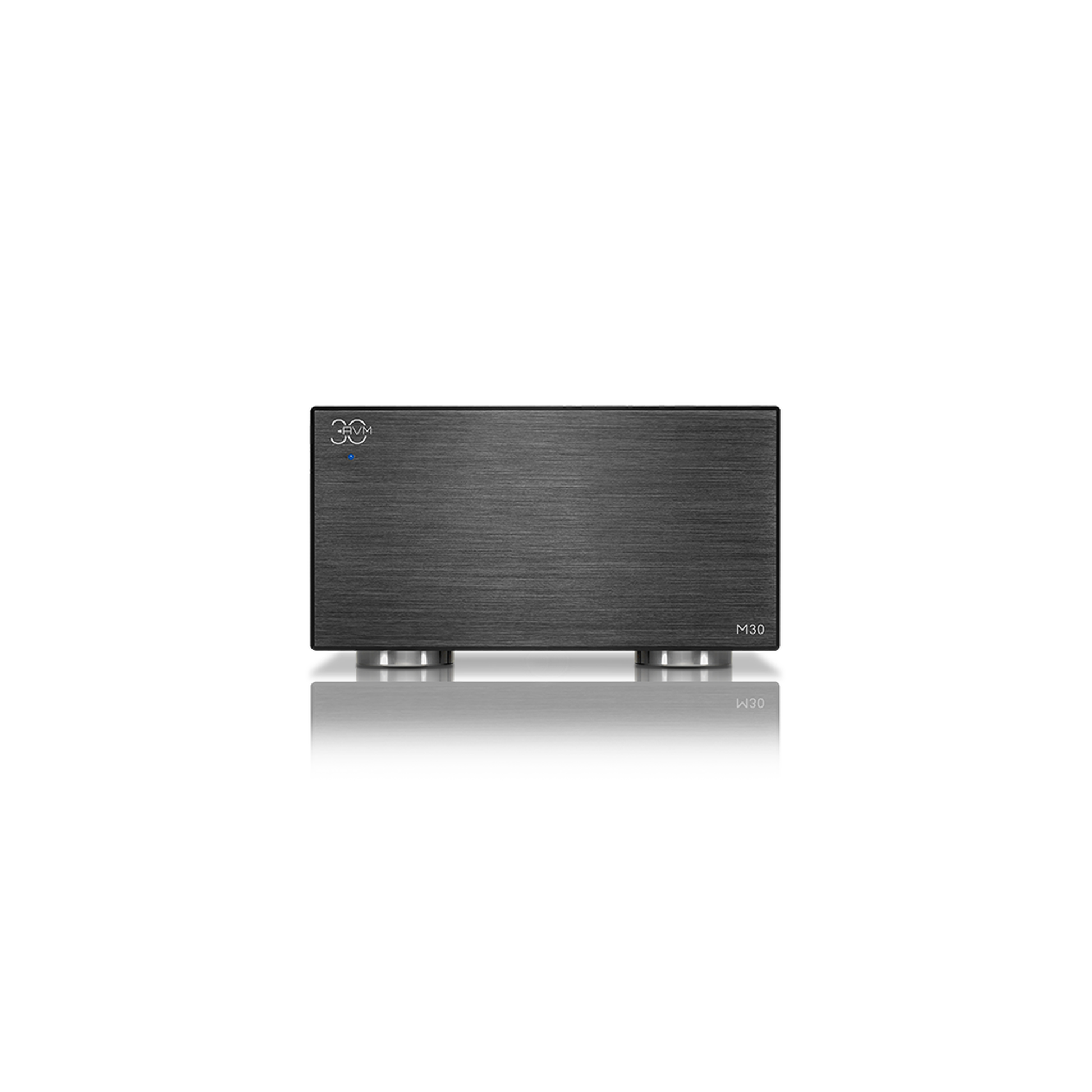 AVM MA 30.3 MK2 Mono-Endstufe Schwarz Frontansicht mit gebürsteter Aluminiumfront