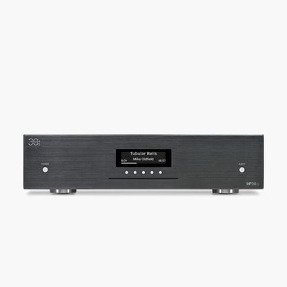 AVM MP 30.3 Streaming-Vorverstärker Schwarz Frontansicht mit OLED-Display und CD-Schlitz