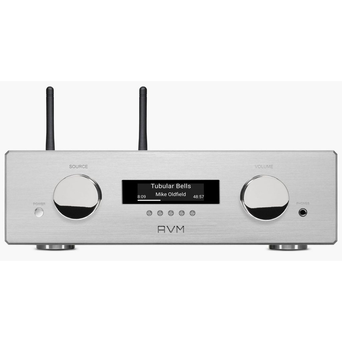 AVM Ovation AS 8.3S Streaming-Vollverstärker Silber Frontansicht