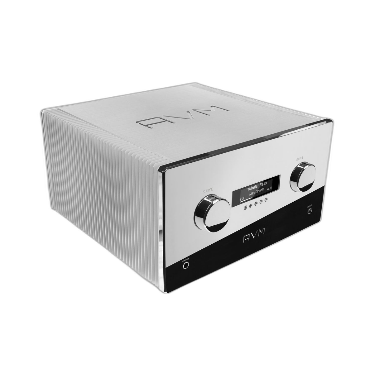 AVM Ovation AS XL Streaming-Vollverstärker Cellini Chrom Schrägansicht