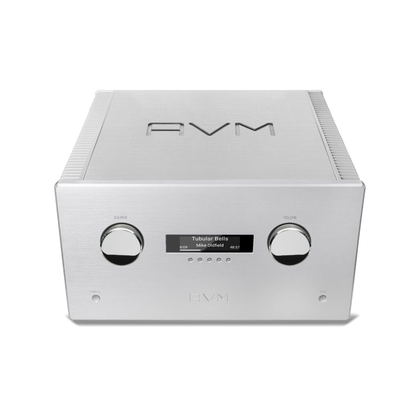 AVM Ovation AS XL Streaming-Vollverstärker Silber Schrägansicht