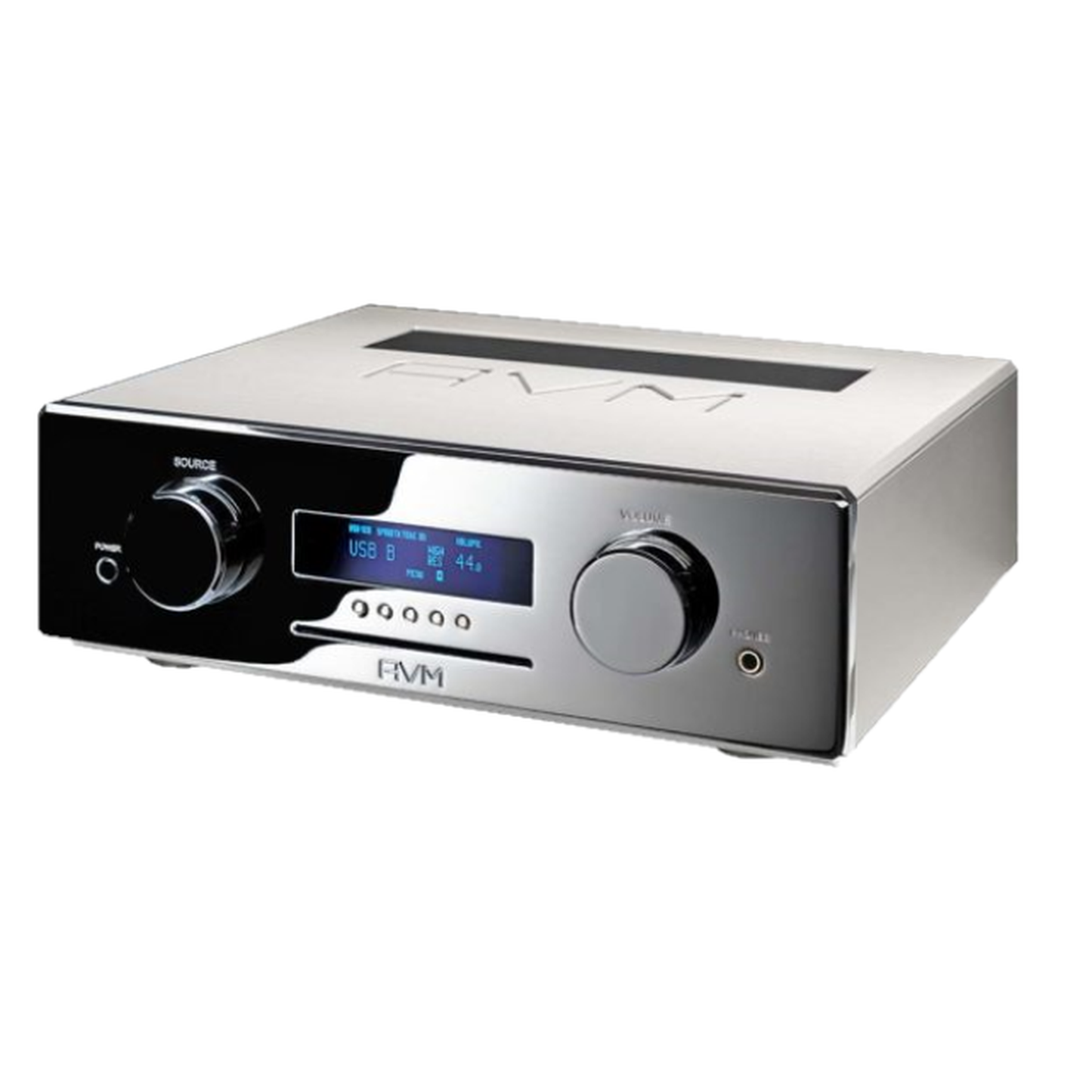 AVM Ovation CS 6.3 Streaming-CD-Receiver Cellini Chrom Schrägansicht mit Chromfront
