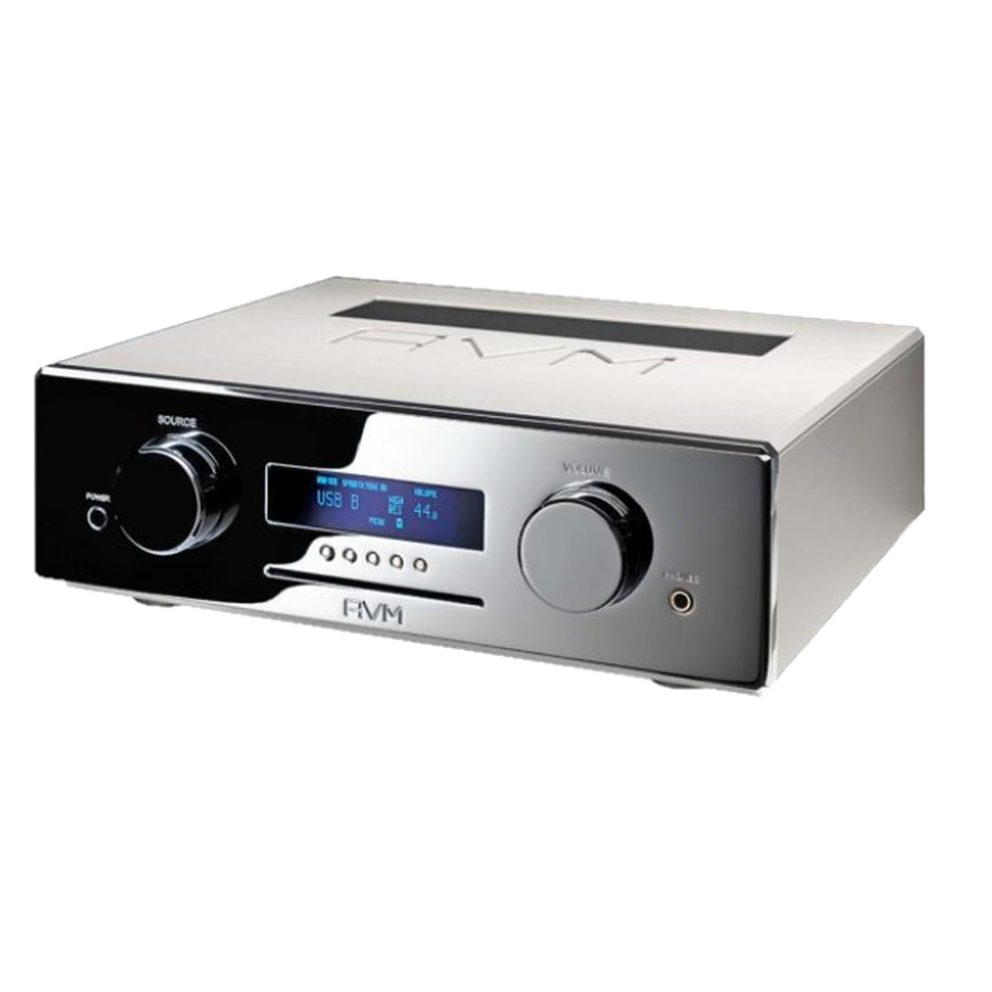 AVM Ovation CS 6.3 Streaming-CD-Receiver Cellini Chrom Schrägansicht mit Chromfront