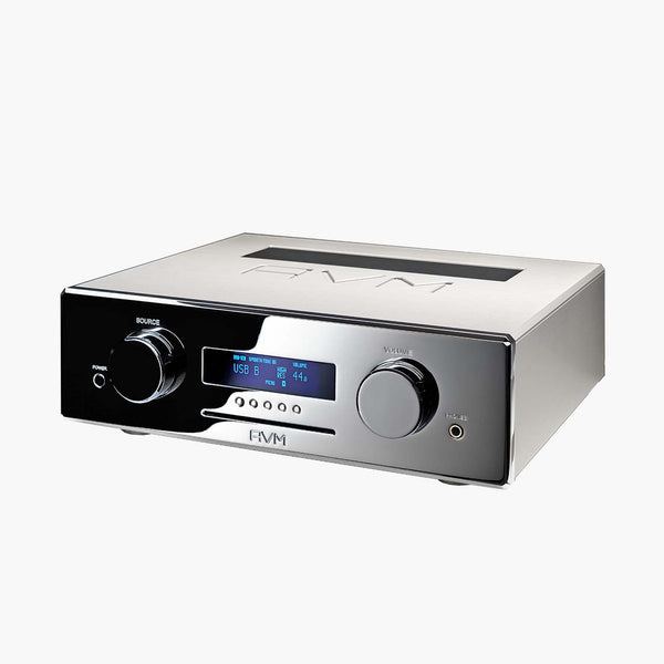 AVM Ovation CS 8.3 S Streaming-CD-Receiver Cellini Chrom Schrägansicht mit Chromfront
