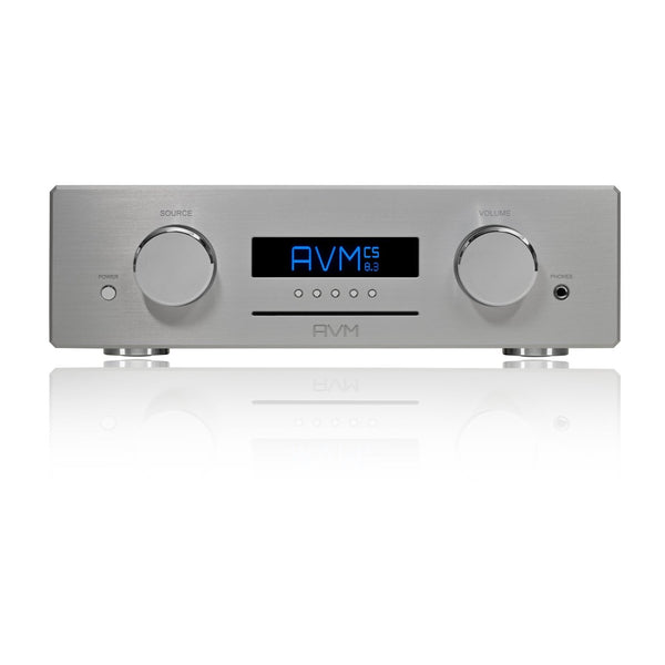 AVM Ovation CS 8.3 S Streaming-CD-Receiver Silber Frontansicht mit Display