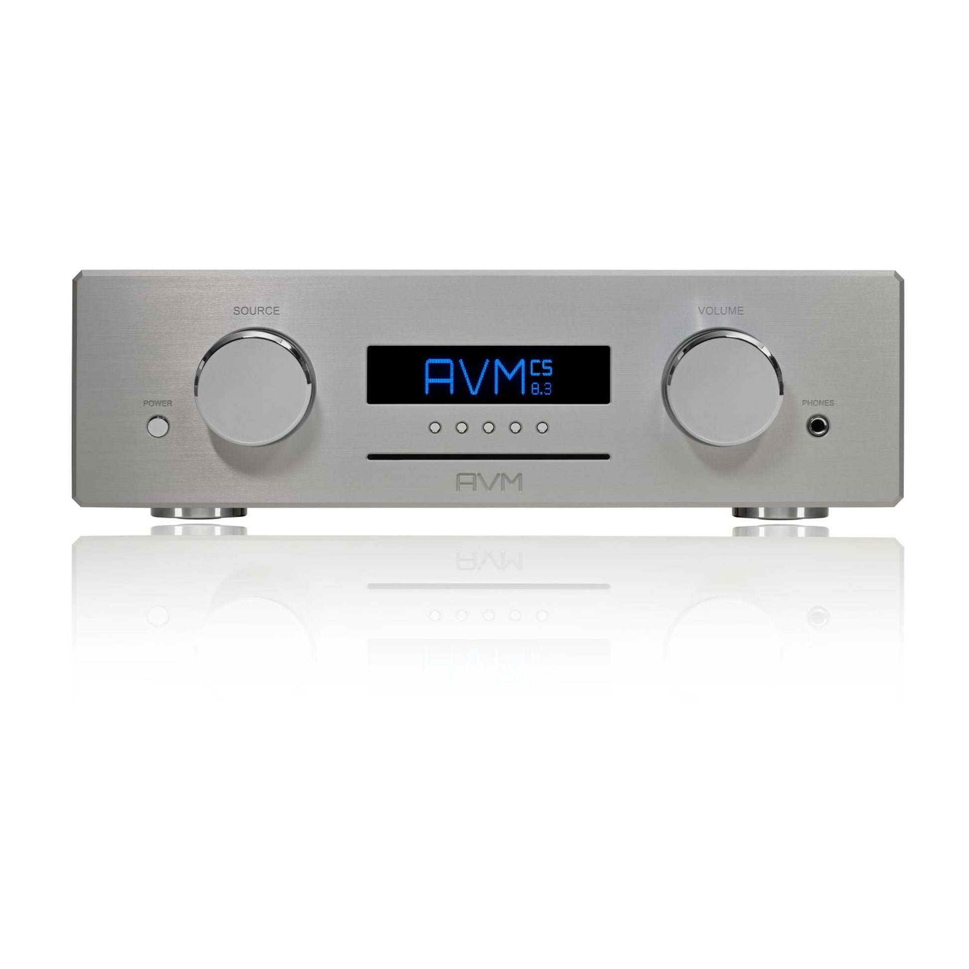 AVM Ovation CS 8.3 S Streaming-CD-Receiver Silber Frontansicht mit Display