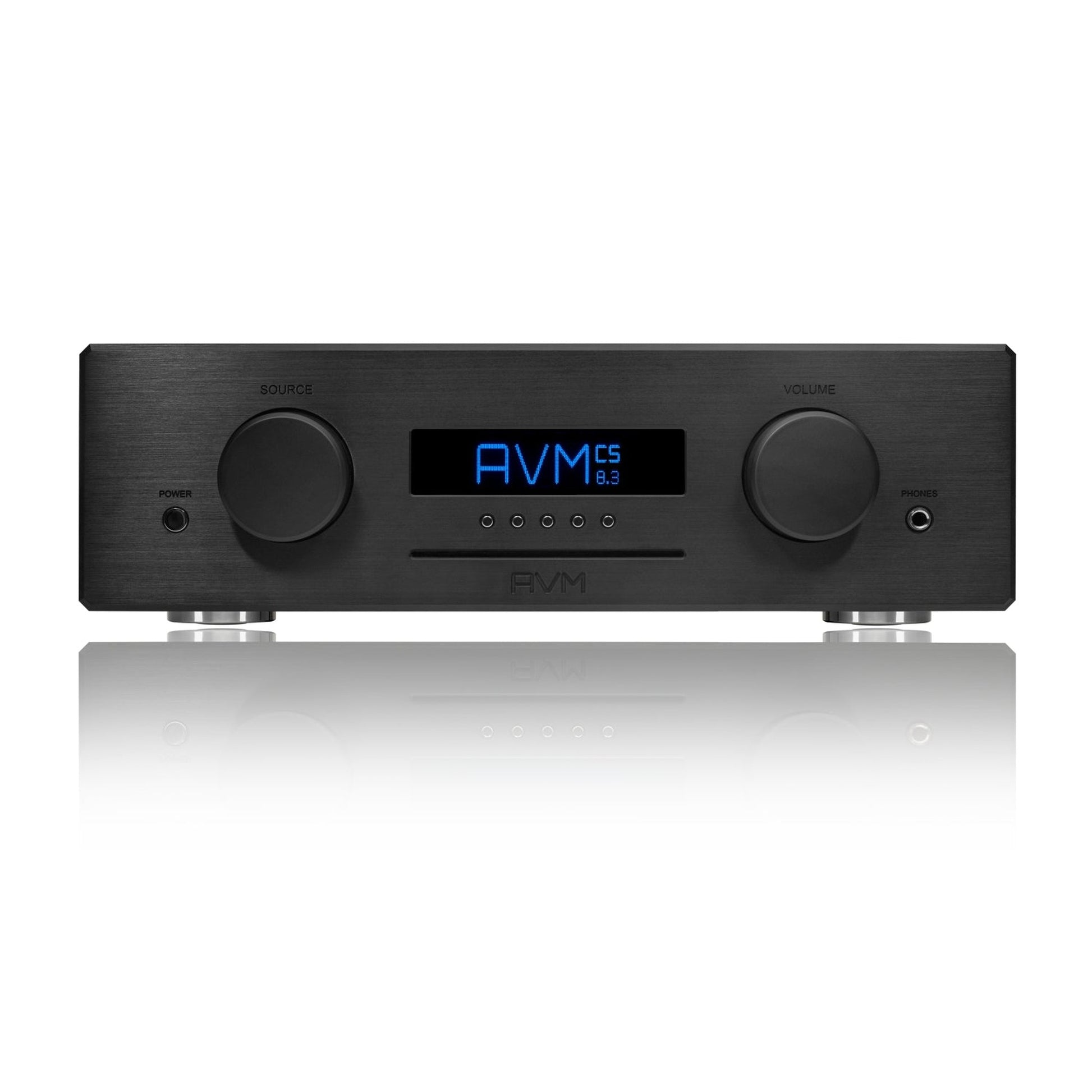 AVM Ovation CS 8.3 Streaming-CD-Receiver Black Edition Frontansicht mit Display