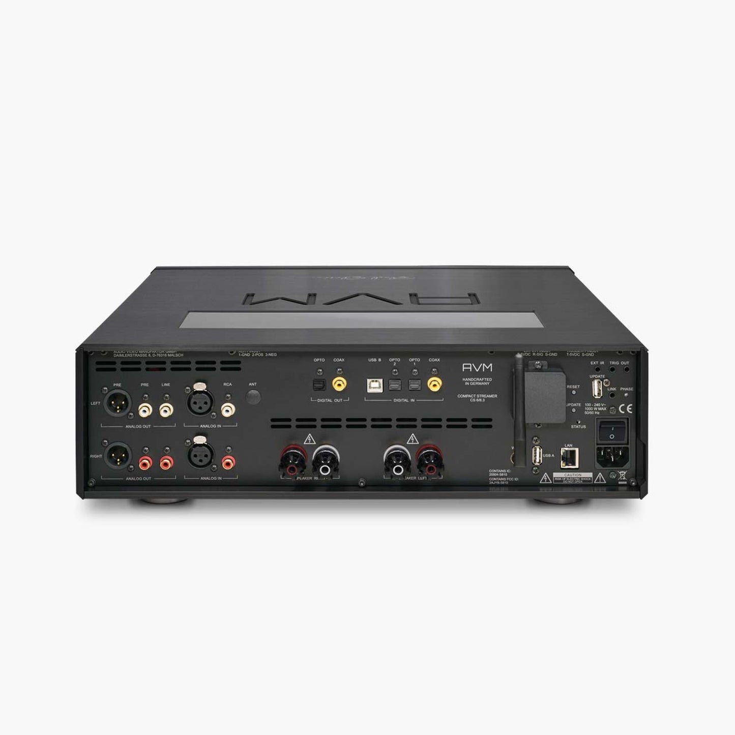 AVM Ovation CS 8.3 Streaming-CD-Receiver Black Edition Rückansicht von schräg oben