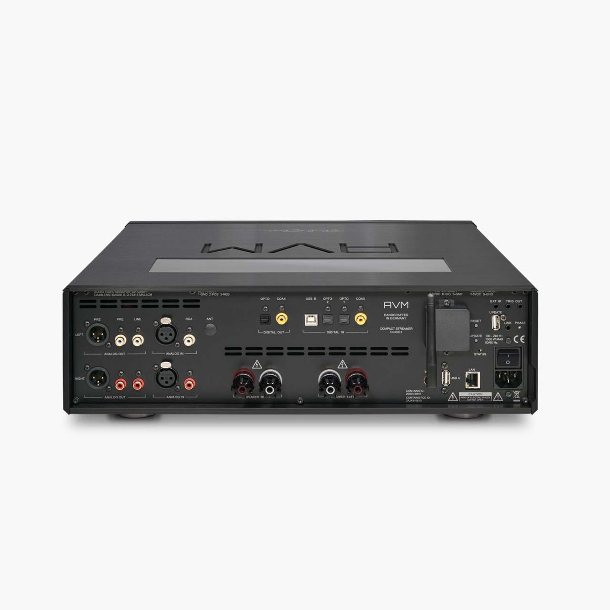 AVM Ovation CS 8.3 Streaming-CD-Receiver Black Edition Rückansicht von schräg oben