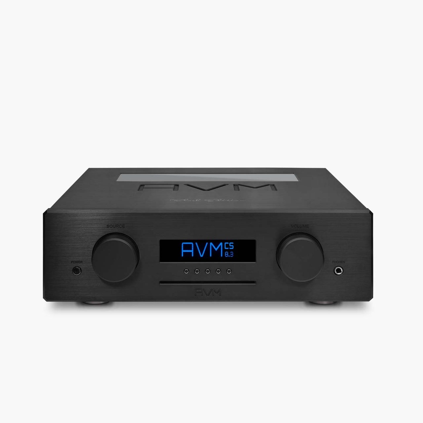 AVM Ovation CS 8.3 Streaming-CD-Receiver Black Edition Schrägansicht von vorn oben mit Deckelplatte
