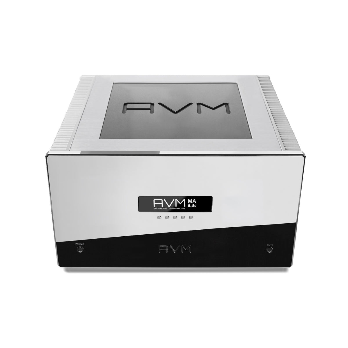 AVM Ovation MA 8.3S Mono-Endstufen Paar Cellini Chrom, Schrägansicht