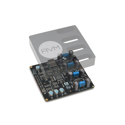 AVM Ovation S-DAC DAC-Modul Technikgrafik mit abgehobener Abschirmhaube und bestückter Platine
