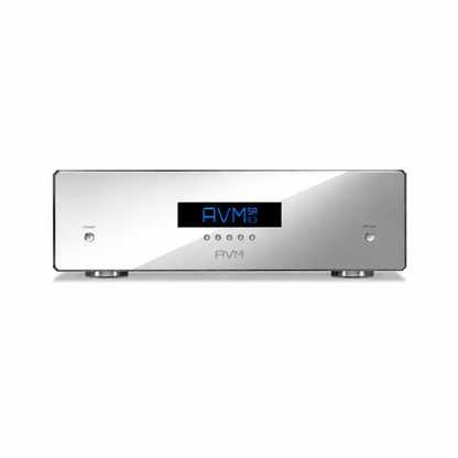 AVM Ovation SA 6.3 Stereo-Endstufe Cellini Chrom Frontansicht mit verchromter Front und Display