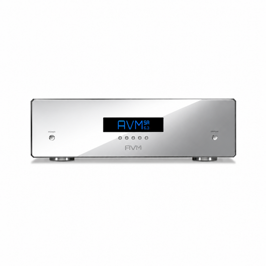 AVM Ovation SA 6.3 Stereo-Endstufe Cellini Chrom Frontansicht mit verchromter Front und Display