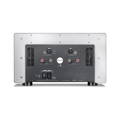 AVM Ovation SA 8.3S Stereo-Endstufe Silber, Rückansicht mit Anschlüssen