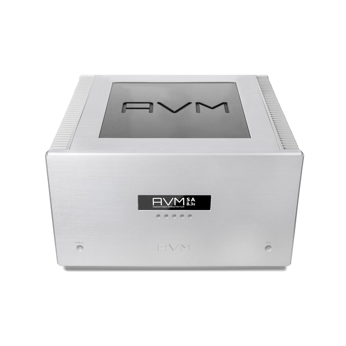 AVM Ovation SA 8.3S Stereo-Endstufe Silber, Schrägansicht