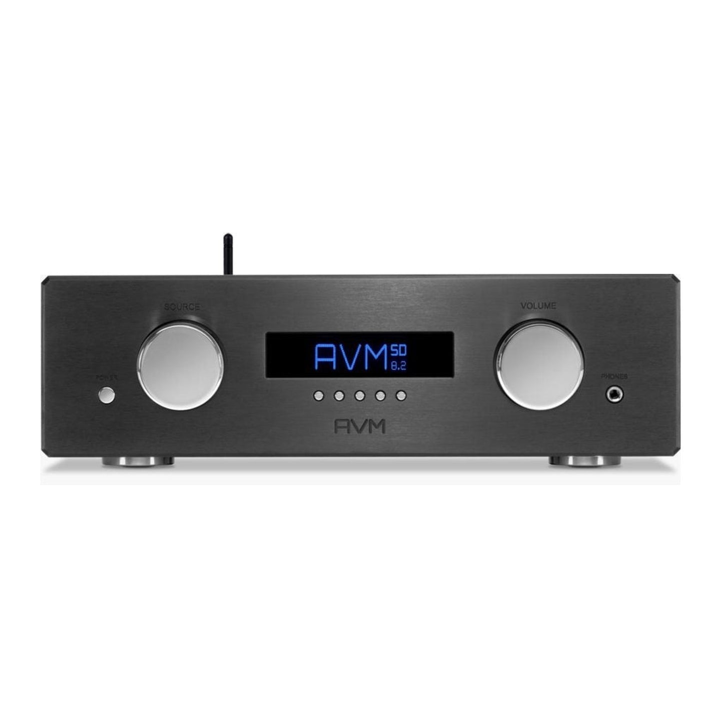 AVM Ovation SD 8.3 Streaming-Vorverstärker Schwarz Frontansicht mit Display, Quellenwahl und Lautstärkeregler