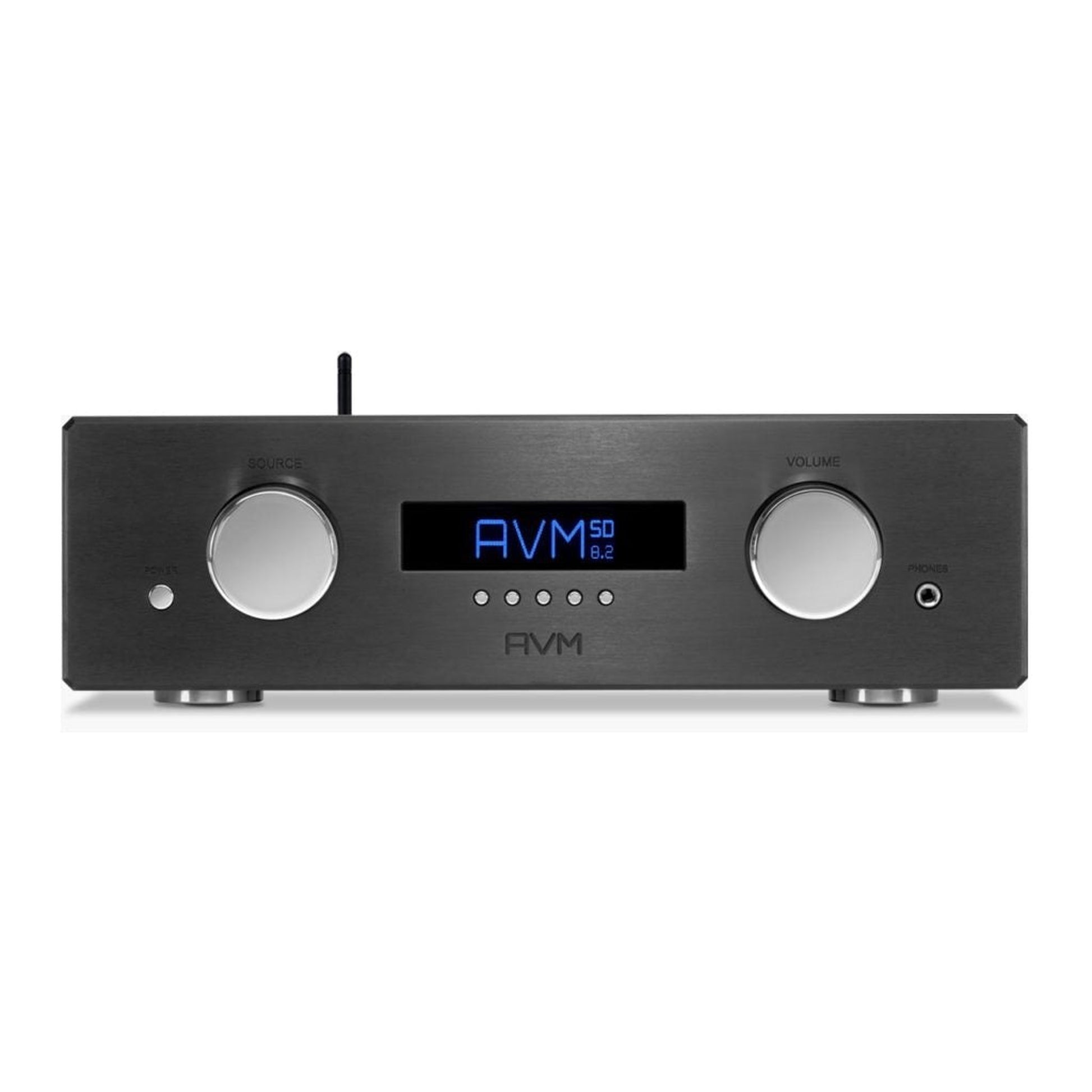 AVM Ovation SD 8.3 Streaming-Vorverstärker Schwarz Frontansicht mit Display, Quellenwahl und Lautstärkeregler