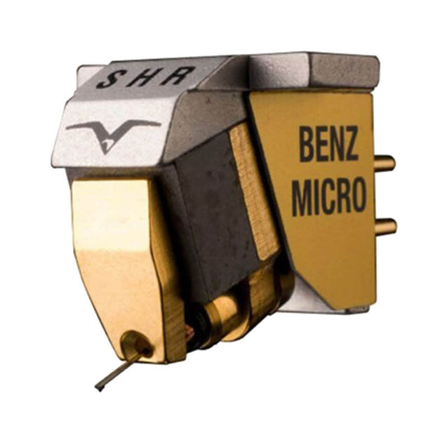 Benz Micro Gullwing SHR MC-Tonabnehmer mit offenem Messingrahmen Schrägansicht