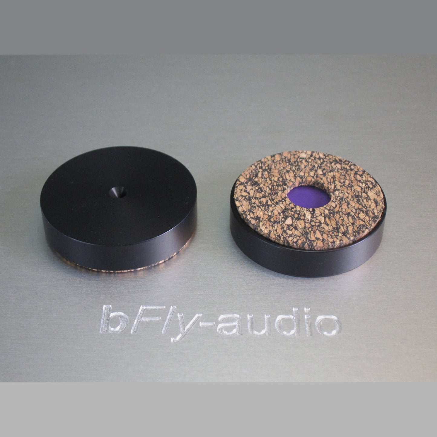 bFly-Audio b.Disc Pro MK2 Absorber-Unterlegscheibe Farbvariante Schwarz, Oberseite und Kork-Kautschuk-Unterseite