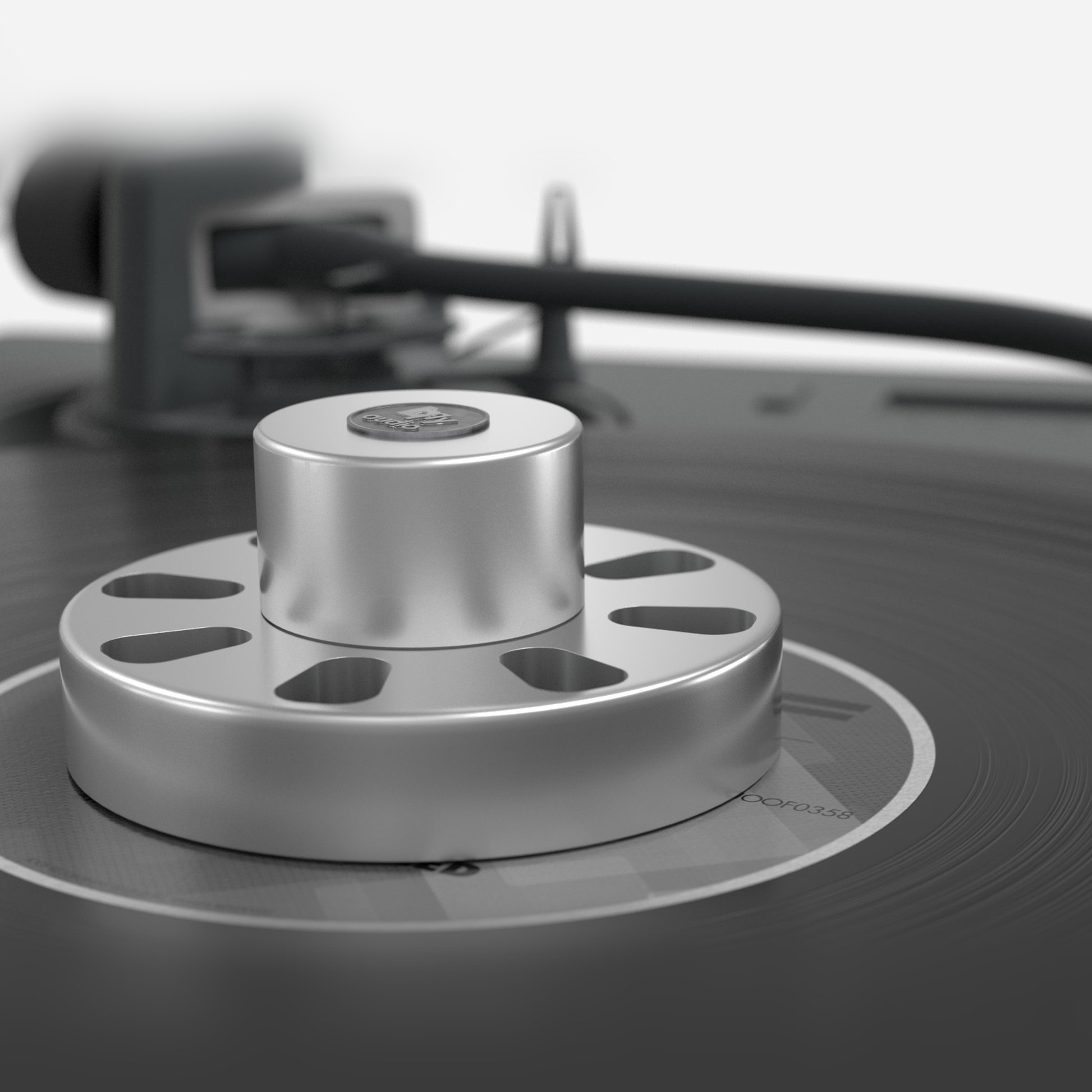 bFly-Audio Octopus Plattengewicht & Klemme im Einsatz auf dem Plattenteller
