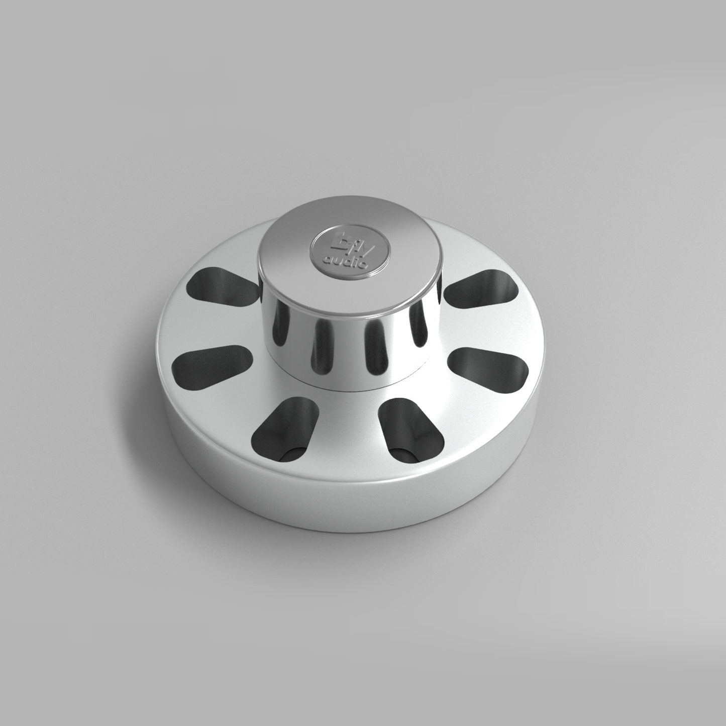 bFly-Audio Octopus Plattengewicht & Klemme Schrägansicht, Zylinder Silber