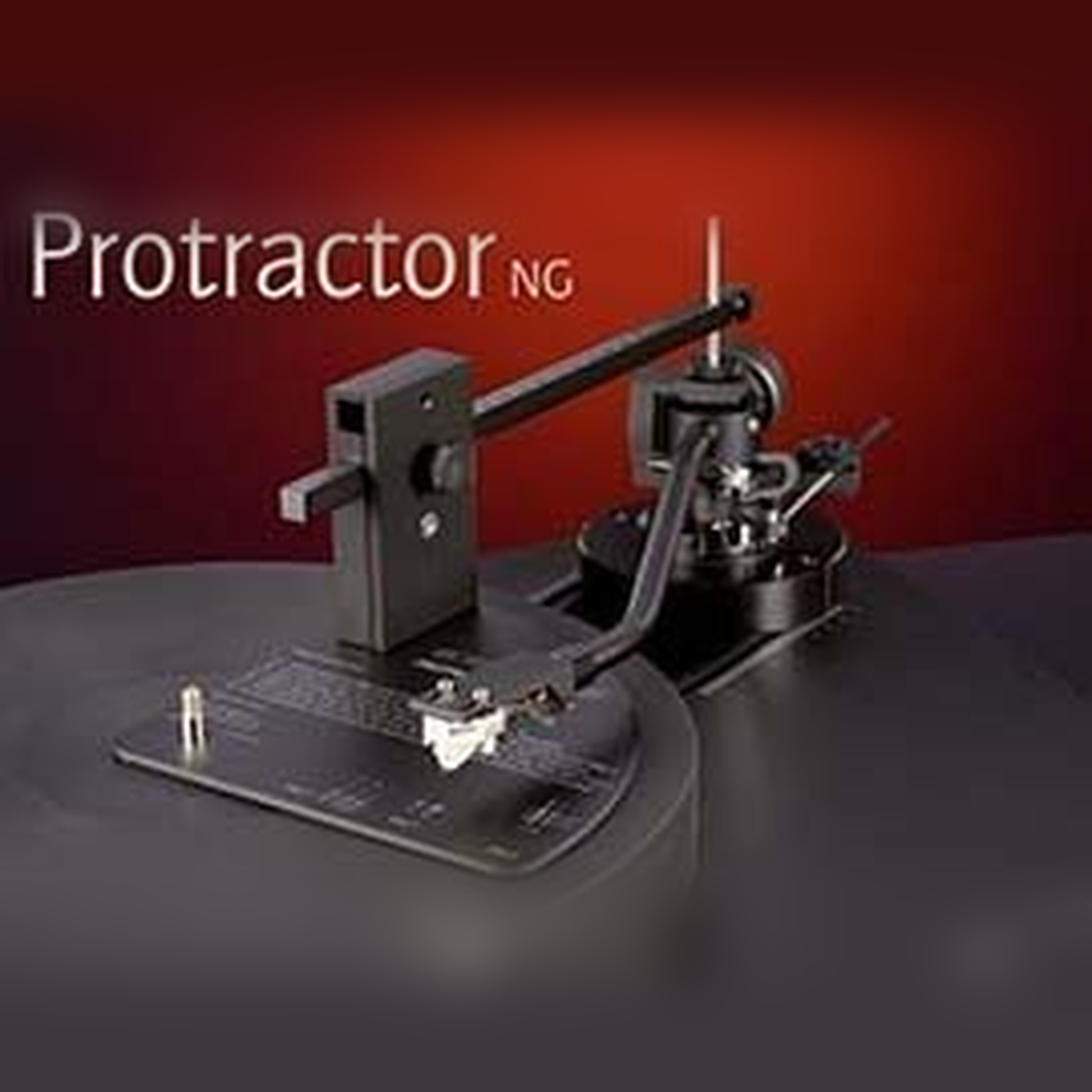 bFly-Audio Protractor NG MK2 Justierschablone Schrägansicht am Tonarm montiert