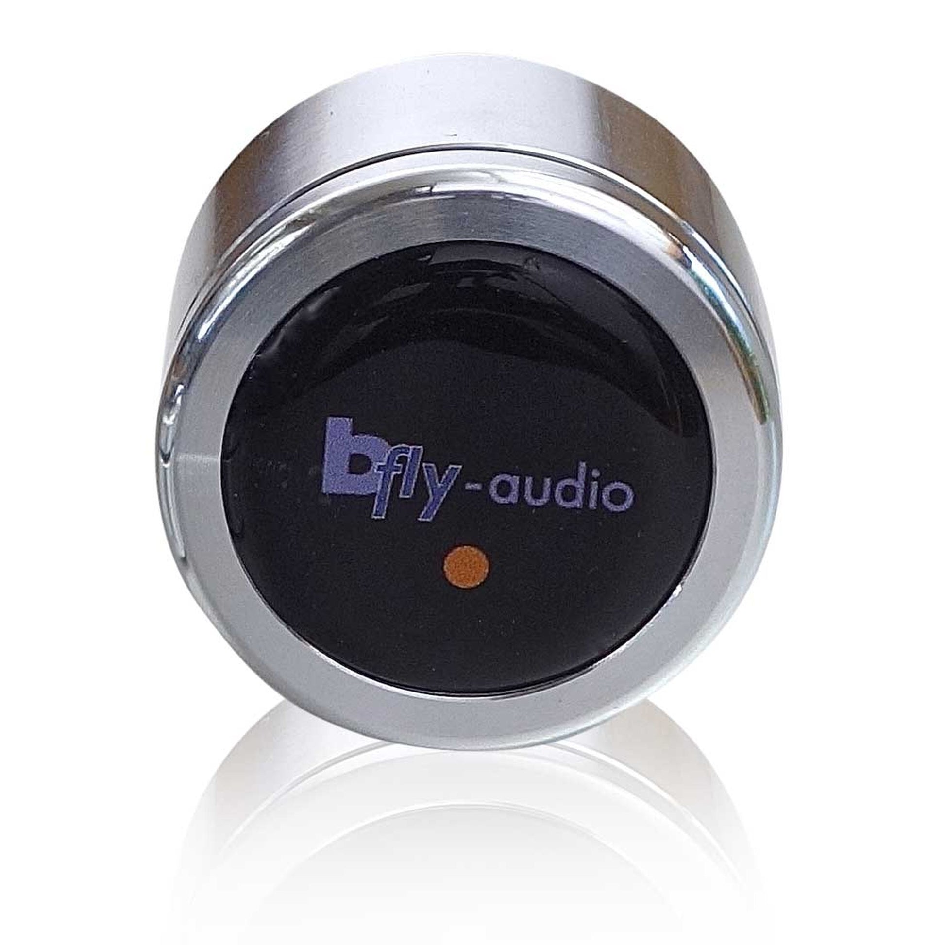 bFly-Audio Pure Absorber-Set Geräteabsorber Schrägansicht mit Aluminiumring und schwarzer Oberseite