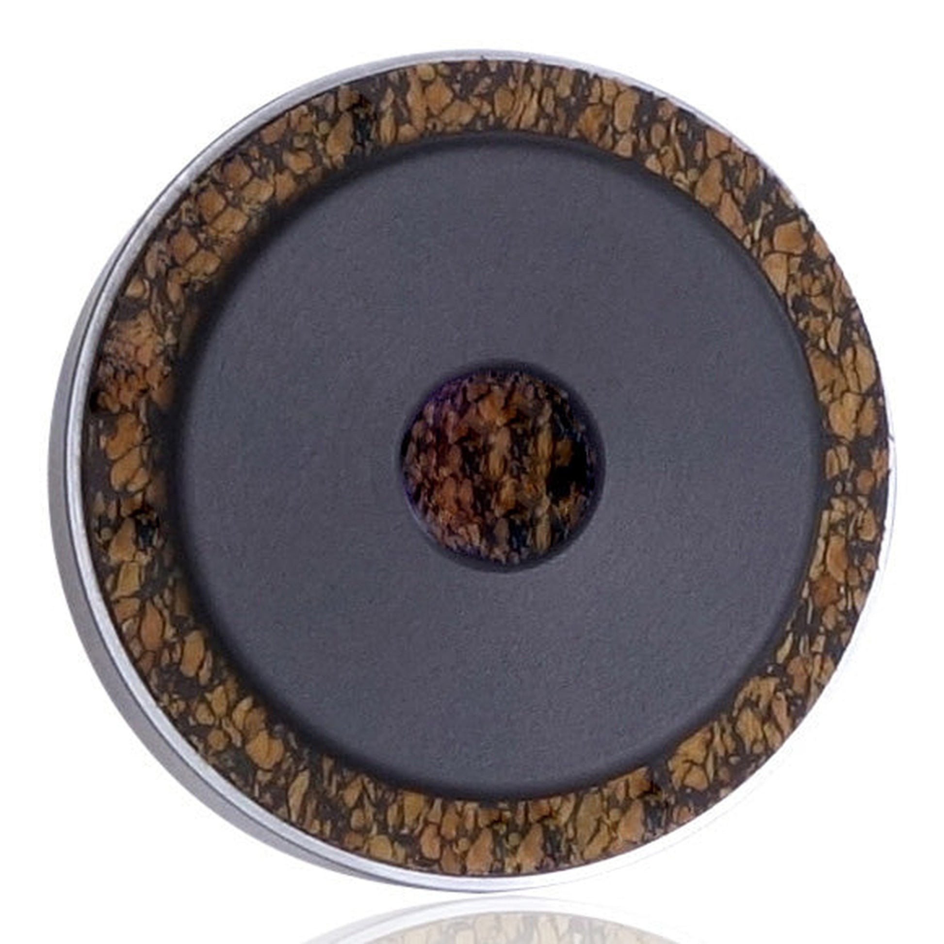 bFly-Audio Talis Basic Lautsprecher-Absorberfüsse Detailansicht der Unterseite mit Kork-Kautschuk-Ring und POM-Glider