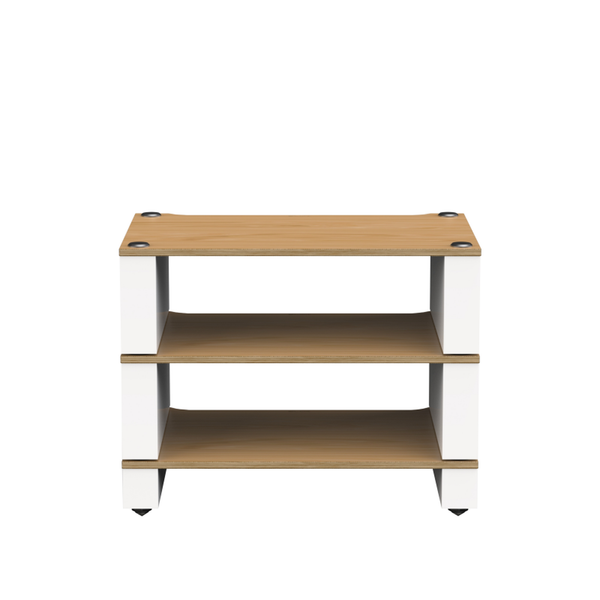 Blok Stax 2G 3-Shelf HiFi-Rack Esche Natur/Satinweiss, Schrägansicht