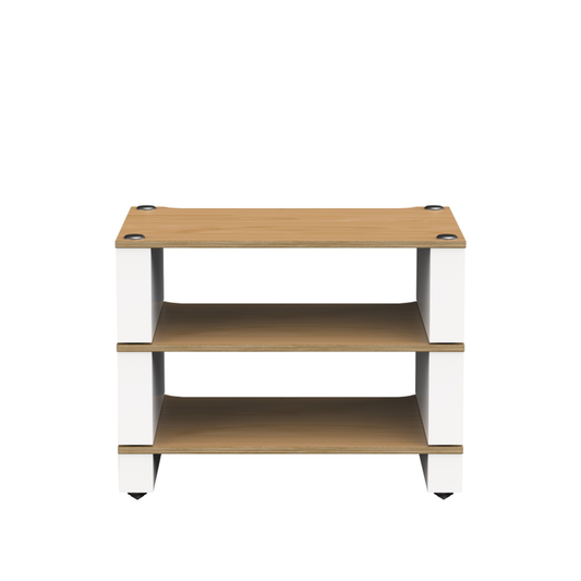 Blok Stax 2G 3-Shelf HiFi-Rack Esche Natur/Satinweiss, Schrägansicht