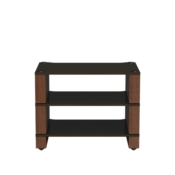 Blok Stax 2G 3-Shelf HiFi-Rack Esche Schwarz/Nussbaum, Schrägansicht