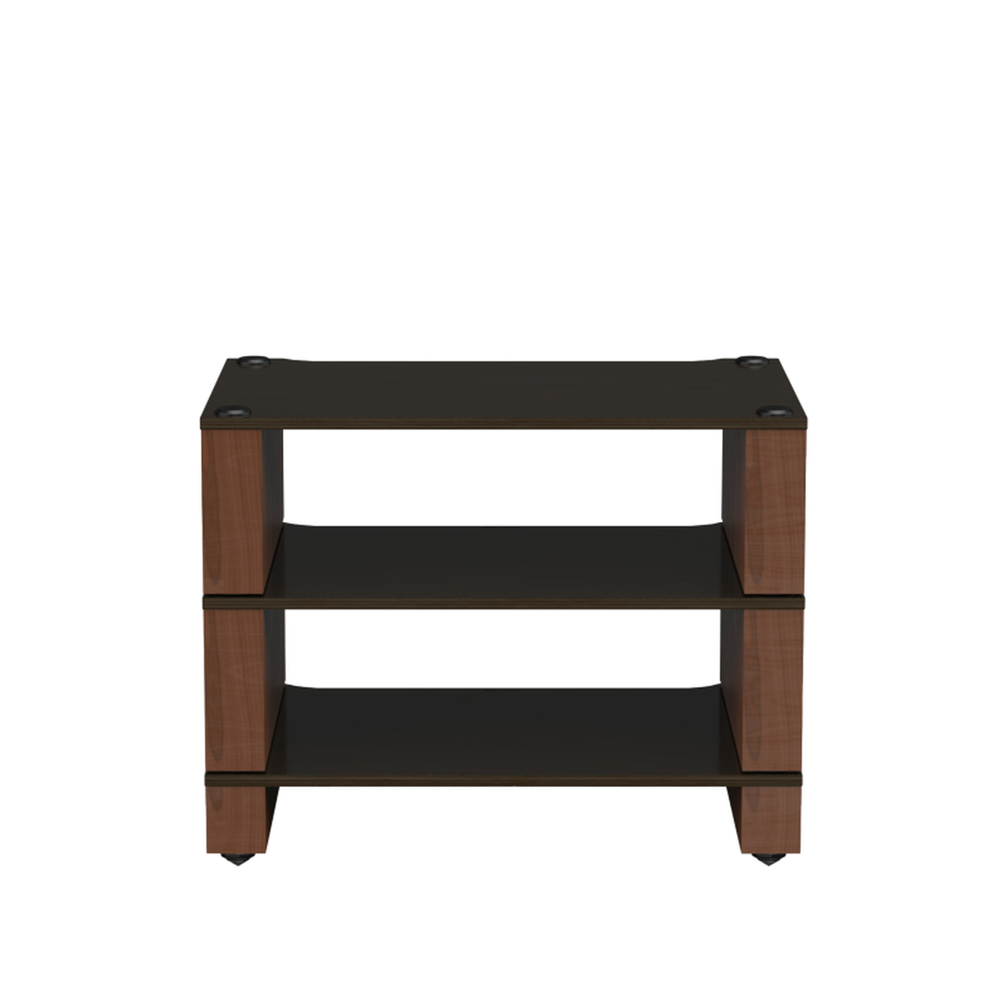 Blok Stax 2G 3-Shelf HiFi-Rack Esche Schwarz/Nussbaum, Schrägansicht