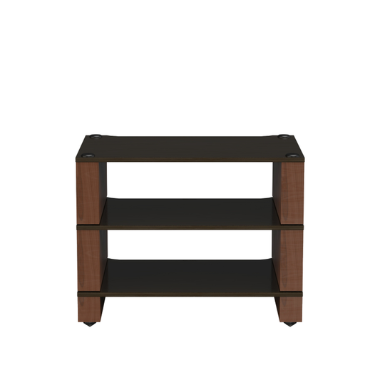 Blok Stax 2G 3-Shelf HiFi-Rack Esche Schwarz/Nussbaum, Schrägansicht