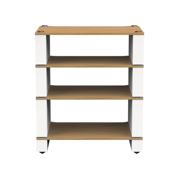 Blok Stax 2G 4-Shelf HiFi-Rack Esche Natur/Satinweiss, Schrägansicht