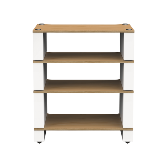 Blok Stax 2G 4-Shelf HiFi-Rack Esche Natur/Satinweiss, Schrägansicht