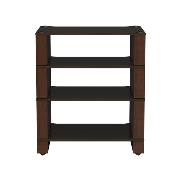 Blok Stax 2G 4-Shelf HiFi-Rack Esche Schwarz/Nussbaum, Schrägansicht