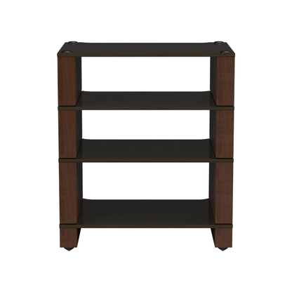 Blok Stax 2G 4-Shelf HiFi-Rack Esche Schwarz/Nussbaum, Schrägansicht
