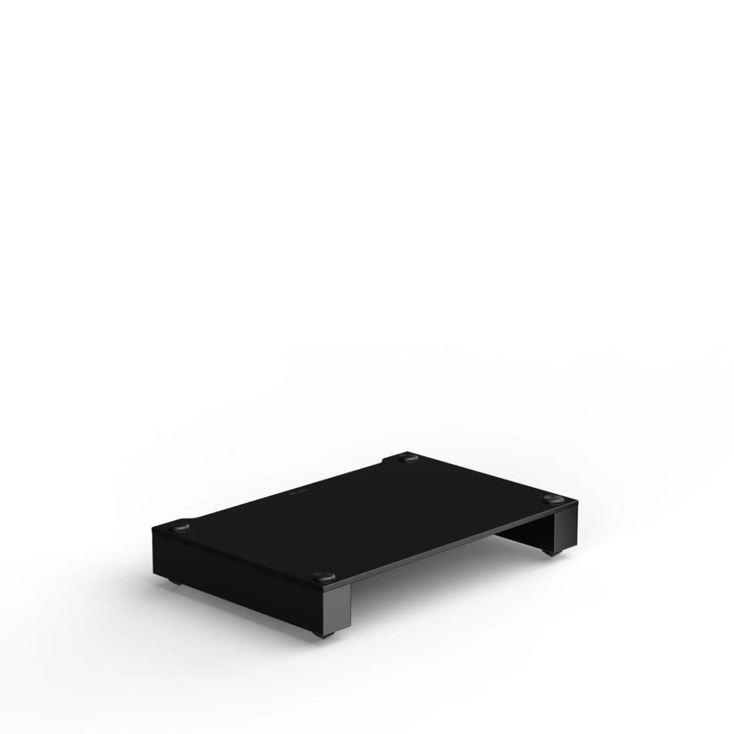 Blok Stax 2G Base-Modul HiFi-Rack-Basis Schwarzglas, Schrägansicht von oben mit Basisebene