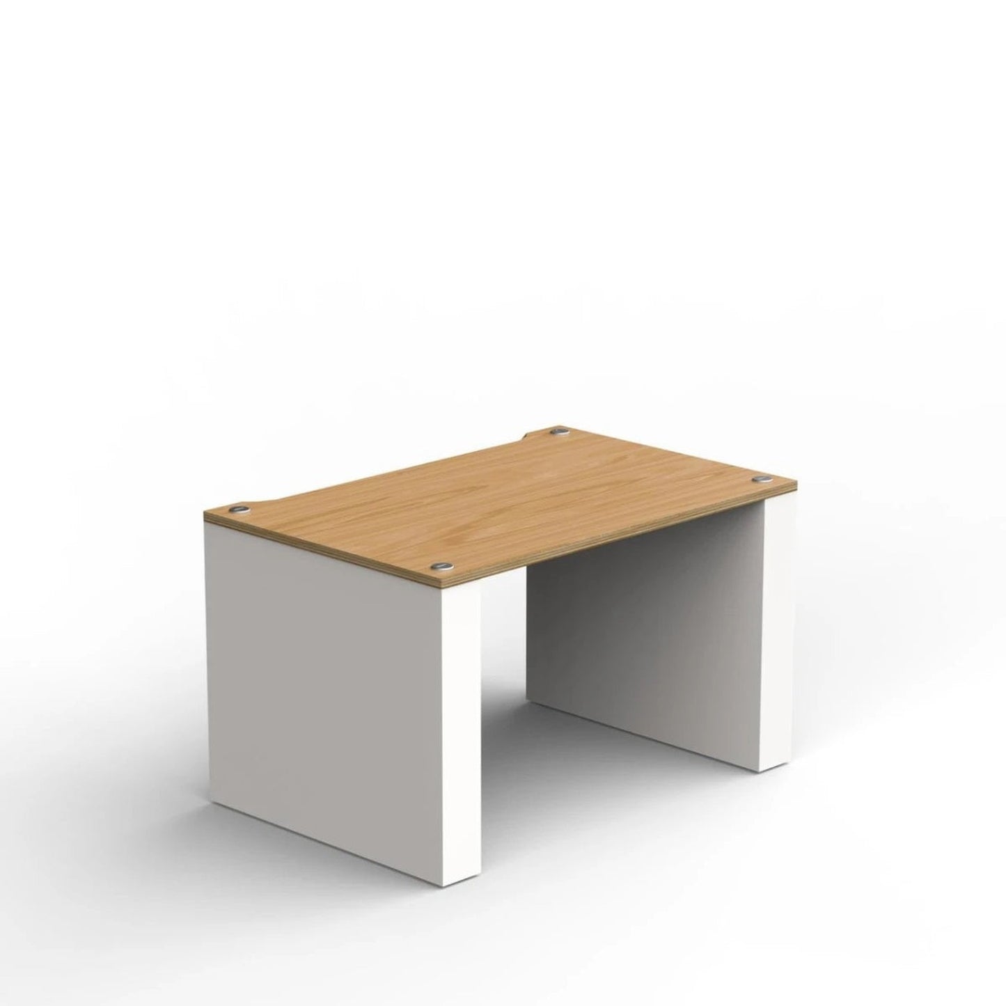 Blok Stax 2G Modul LP HiFi-Rack-Modul Esche Natur/Satinweiss, Schrägansicht von oben mit Vinyl-Ebene