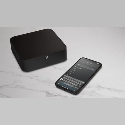 Bluesound Hub Multiroom-Streaming-Hub Lifestyle mit Smartphone und BluOS-App