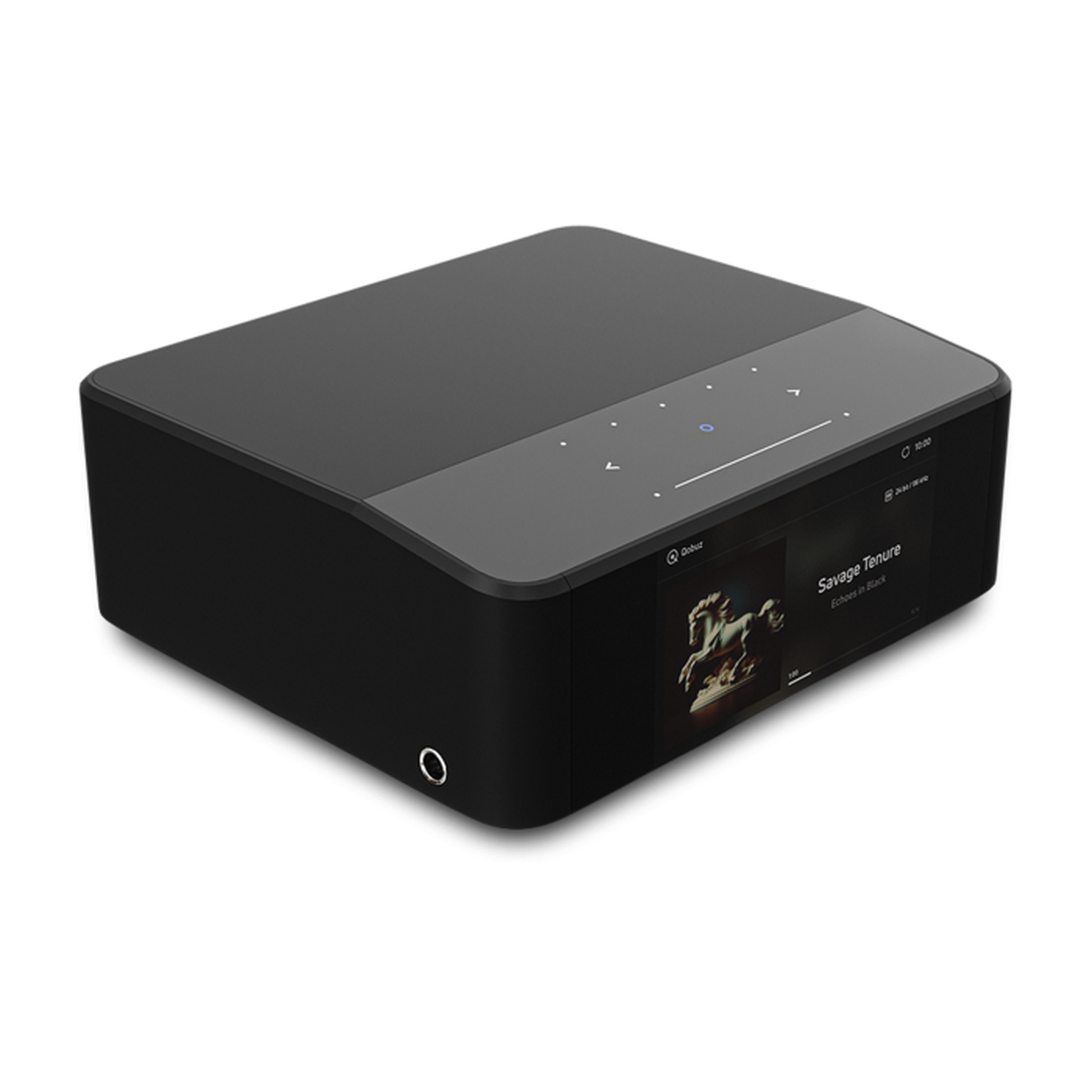 Bluesound Node Icon Netzwerk-Streamer Schrägansicht von oben mit Touch-Bedienfeld
